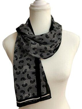 Elaine Gold Silk Scarf Paisley Print 50” Long